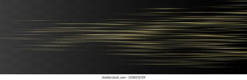 yellow horizontal lens flares pack. Laser beams, horizontal light rays.Beautiful light flares. Glowing streaks on dark background. Luminous abstract sparkling lined background.