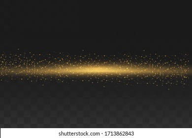 Yellow horizontal lens flares pack. Laser beams, horizontal light rays.Beautiful light flares. Glowing streaks on dark background. 