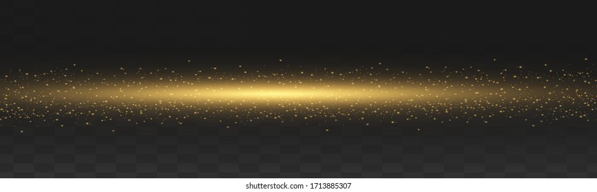 Yellow horizontal lens flares pack. Laser beams, horizontal light rays.Beautiful light flares. Glowing streaks on dark background. 