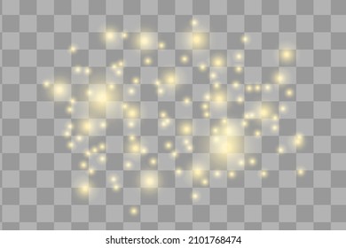 yellow horizontal lens flares pack. Laser beams, horizontal light rays.Beautiful light flares. Glowing streaks on dark background. Luminous abstract sparkling lined background.