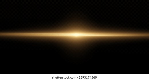 yellow horizontal lens flares pack. Laser beams, horizontal light rays.