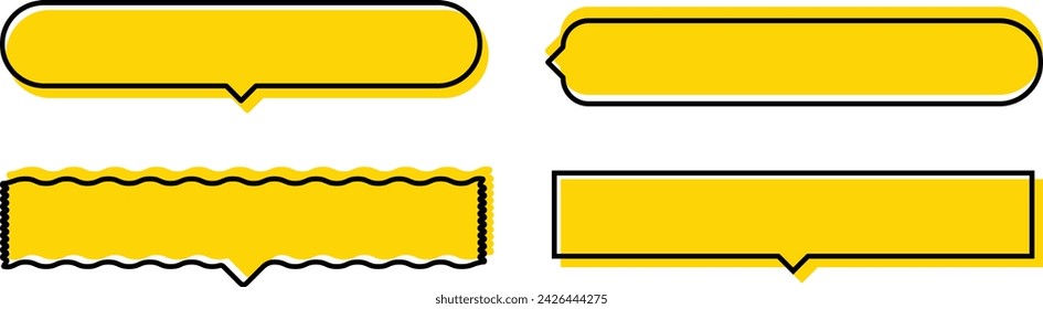 Gelbe horizontale Sprechblasensammlung. Einfache Sprechblasen-Rahmendekoration. Vektorgrafik