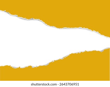 Yellow Horizontal Torn Paper Edge Ripped Paper With Gradient Mesh, Vector Illustration