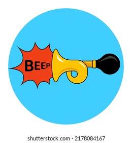 the yellow horn makes a loud sound. flat vector illustration