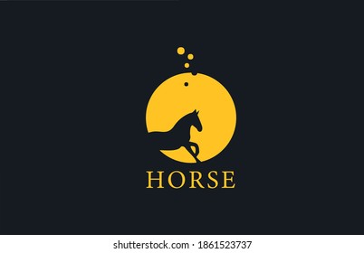 Yellow horse alphabet O letter logo icon with stallion shape inside. Creative design for business and company