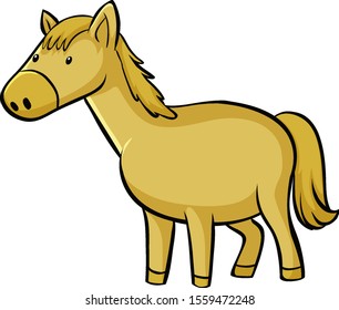 Yellow horse on white background illustration