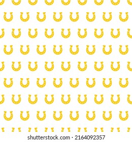 Yellow horseshoe seamless pattern with white background.