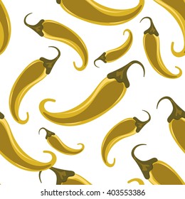 Yellow hot chili peppers seamless pattern.