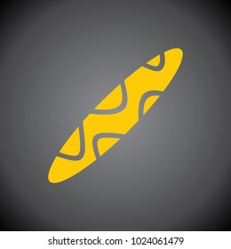 Yellow hot dog icon on black background.
