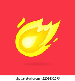 Vector de símbolo 3d de bola de fuego caliente amarillo.