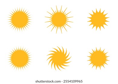 yellow hot sun icon logo set pack design elements