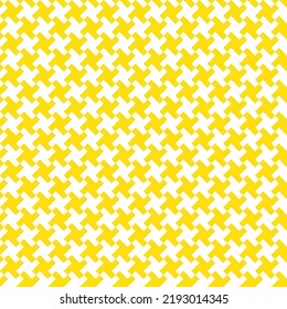 Yellow houndstooth pattern on white background. Houndstooth fabric background. Textile design pattern. Yellow and white color pattern.
