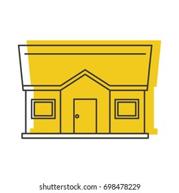 Yellow house doodle icon vector illustration for design and web isolated on white background. House vector object for labels, logos and advertising