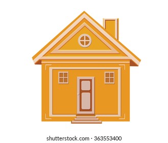 yellow house with a door and windows, web icon, 