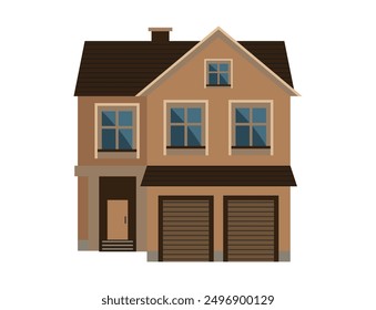 Gelbes Haus. Flacher Designstil. Vektorgrafik