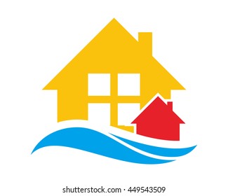 yellow house housing home residence residential real estate image vector icon