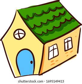 Yellow house, illustration, vector on white background