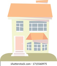 Casa amarilla en el fondo blanco. Casa segura. Casa con ventanas. Ilustración vectorial de material. Ilustración de estilo plano