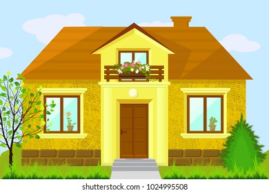 yellow house. Vector