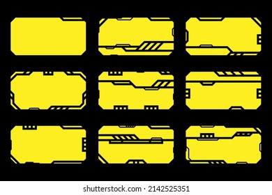 Yellow hud abstract modern geometric shape technology vector design.