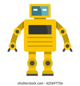 Yellow humanoid robot icon flat isolated on white background vector illustration