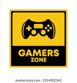 yellow humour sign gamers zone, with console icon