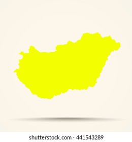 Yellow Hungary Map Illustration