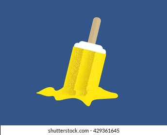 Yellow ice cream bar drop and melt on the floor