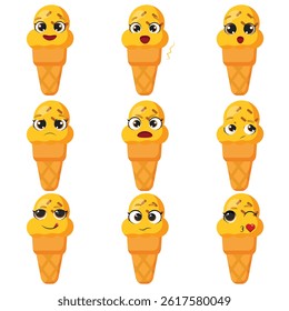 Yellow ice cream character set