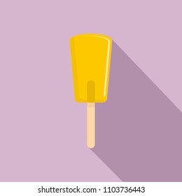 Yellow ice cream icon. Flat illustration of yellow ice cream vector icon for web design