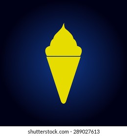 Yellow ice cream icon  on a blue background