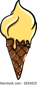Helado amarillo, ilustración, vector sobre fondo blanco