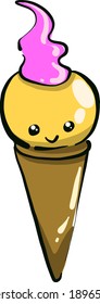 Yellow ice cream ,illustration, vector on white background