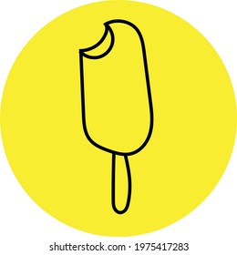 Yellow ice cream on a stick, icon illustration, vector on white background