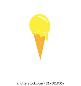 yellow ice cream scoop icon ice cream cone illustration new
