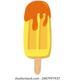 Yellow ice cream with stick  flat style. Vector illustration