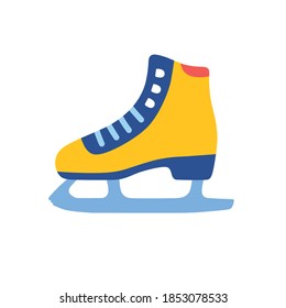 Yellow ice skate isolated icon flat vector