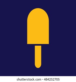 Yellow ice-cream vector icon. Blue background