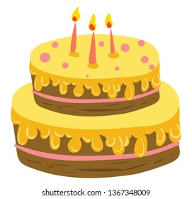 Vector de pastel de hielo amarillo o ilustración de color