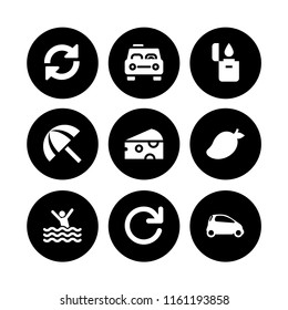 yellow icon. 9 yellow set with mini, mango, load and taxi vector icons for web and mobile app