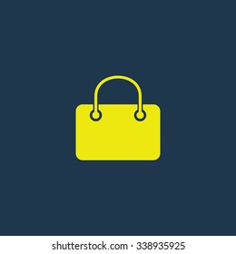 Yellow icon of Bag on dark blue background. Eps.10