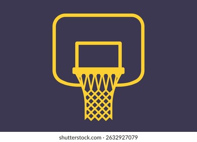 ícone amarelo basquete aro para bola esporte ilustração