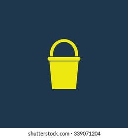 Yellow icon of Bucket on dark blue background. Eps.10