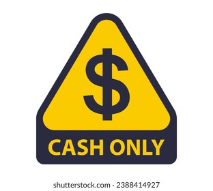 yellow icon cash only. flat vector illustration.