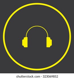 A Yellow Icon in a Circle - Headphones