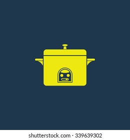 Yellow icon of Cooker on dark blue background. Eps.10