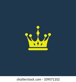 Yellow icon of Crown on dark blue background. Eps.10