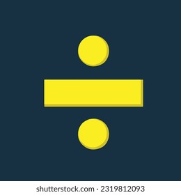 Yellow icon of division symbol on dark blue background. Basic mathematical symbol. Calculator button icon. business finance concept in vector.