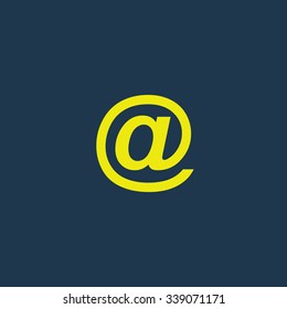 Yellow icon of E-Mail Address on dark blue background. Eps.10