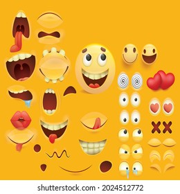 yellow icon emoji faces vector